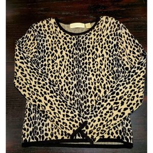 Vintage Dana Buchman Sweater Women Med Leopard Print Merino Wool